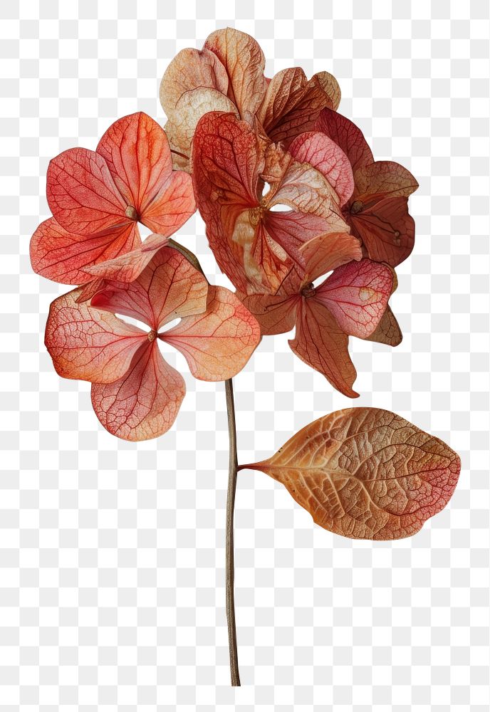 PNG Real Pressed a Hortensia flower plant petal.