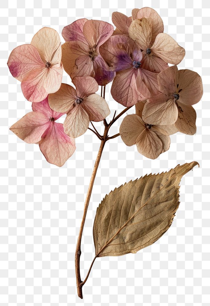 PNG Real Pressed a Hortensia flower plant petal.