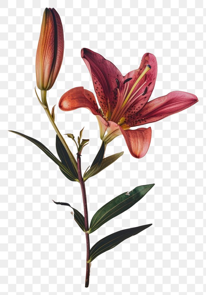 PNG Real Pressed a lily flower petal plant.