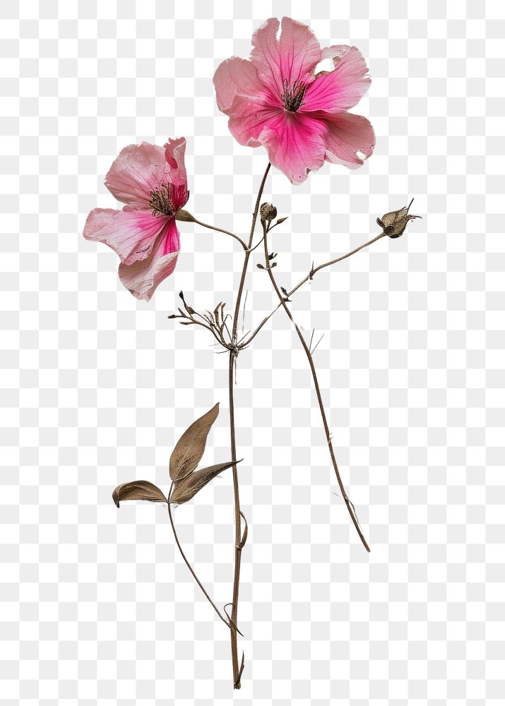 PNG Real Pressed a Pink flower petal plant leaf.