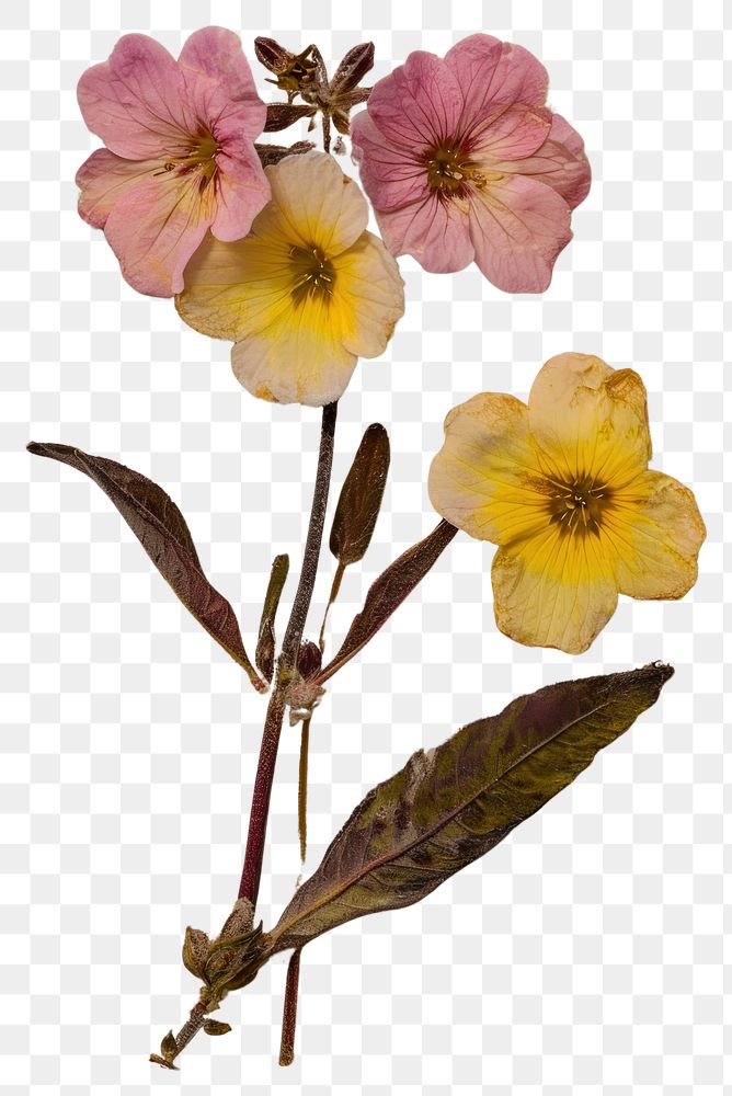 PNG Real Pressed a Primrose flower petal plant.