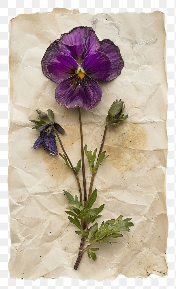 PNG Real Pressed a Purple flower purple plant paper.