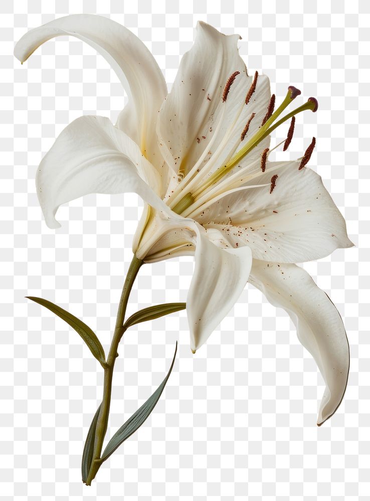 PNG Real Pressed a white Lily flower lily plant.
