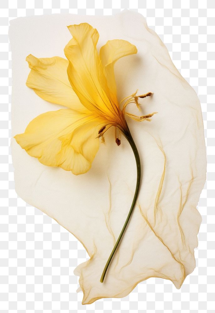 PNG Real Pressed a yellow Lily flower petal plant.