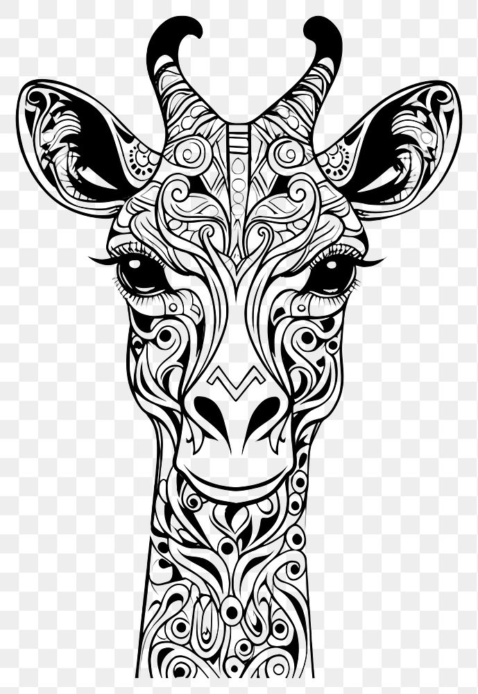 PNG Giraff head sketch giraffe drawing. AI generated Image by rawpixel.