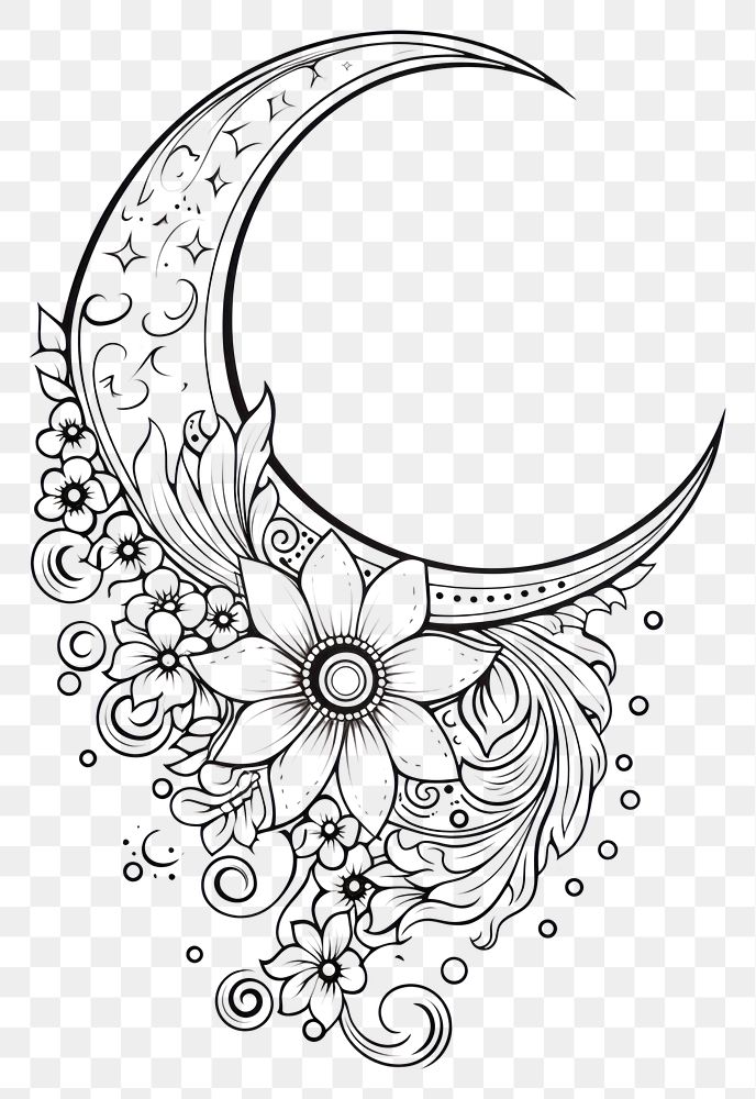 PNG Half moon sketch pattern drawing. AI generated Image by rawpixel.