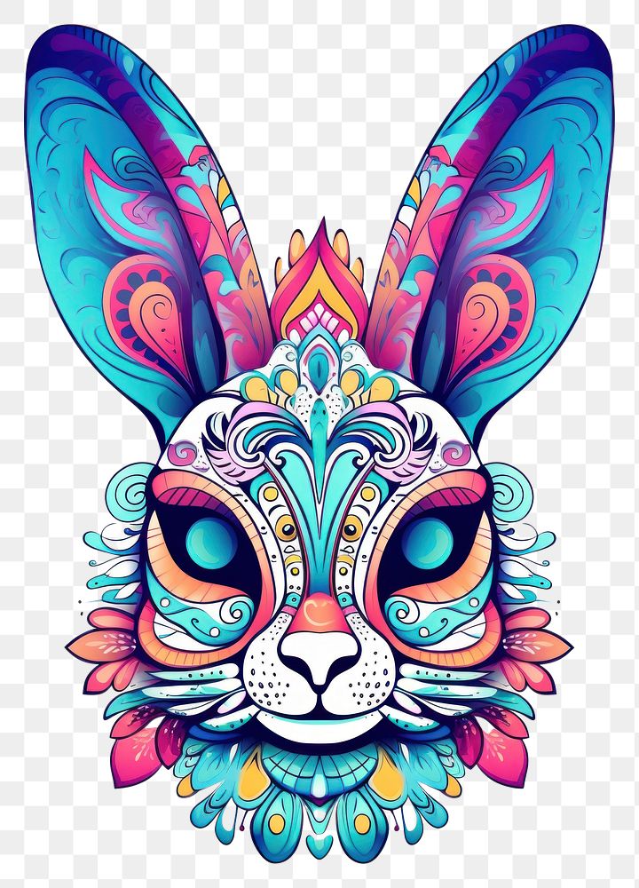 PNG Rabbit head sketch art pattern. AI generated Image by rawpixel.