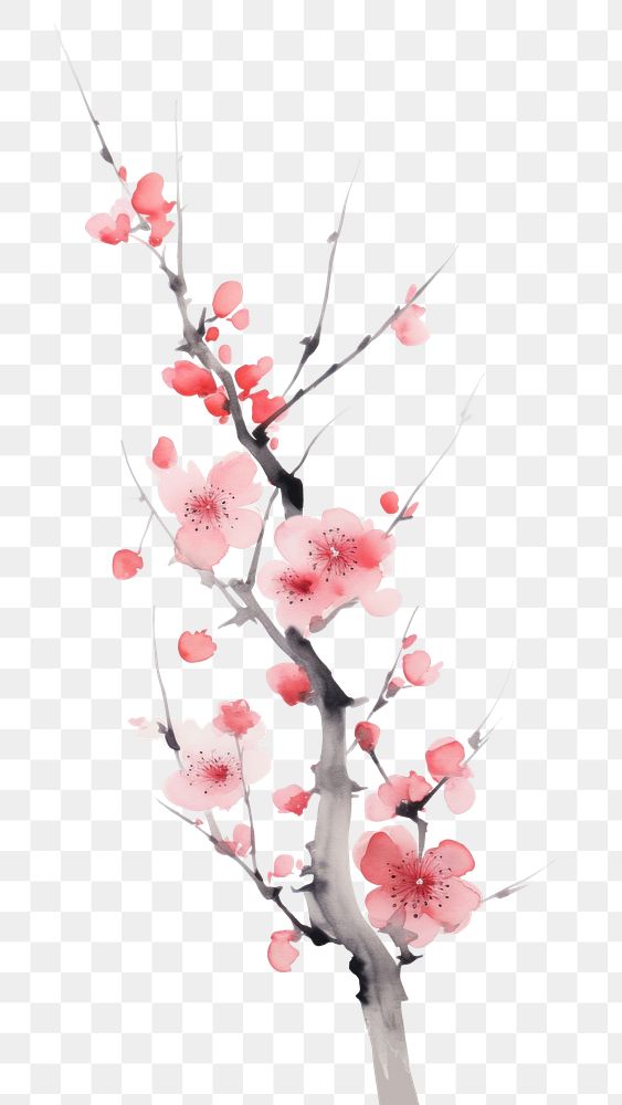 PNG  Peach branch blossom flower plant. AI generated Image by rawpixel.