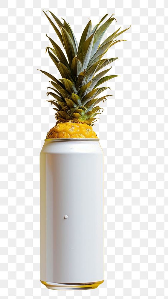 PNG Beer can mockup pineapple yellow plant.