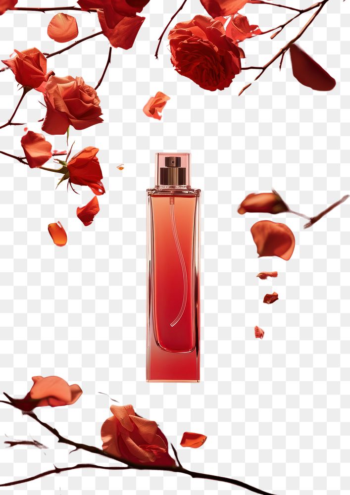 PNG Perfume glasses packaging mockup cosmetics plant rose.