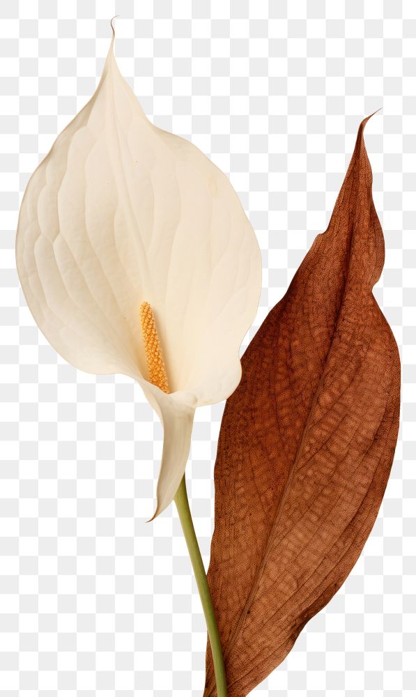 PNG Pressed a white peace Lily flower plant inflorescence.