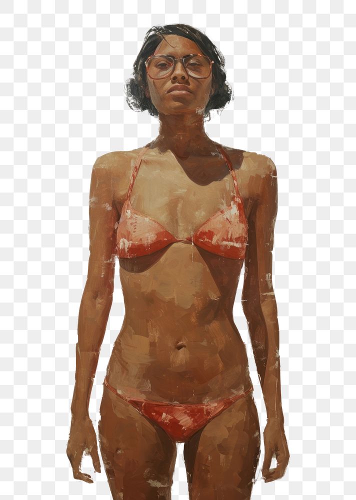 PNG Latina brazilian woman in swim outfit painting swimwear portrait.