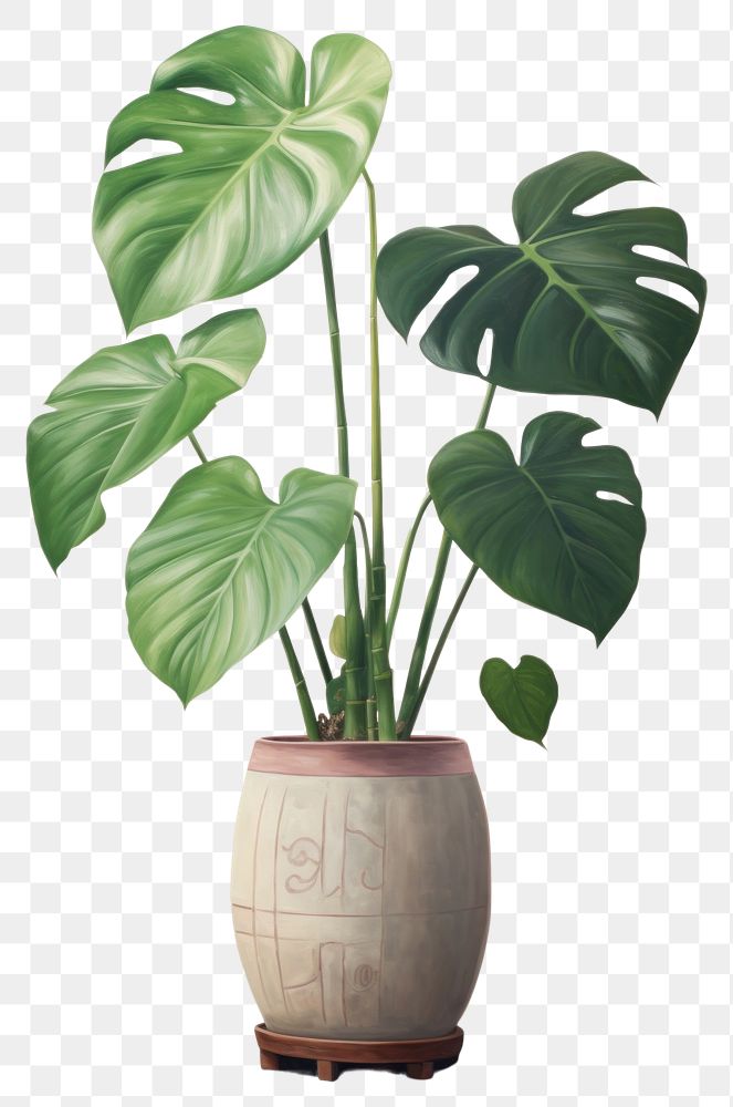 PNG A Monstera in cute pot isolated on clear background plant leaf xanthosoma.
