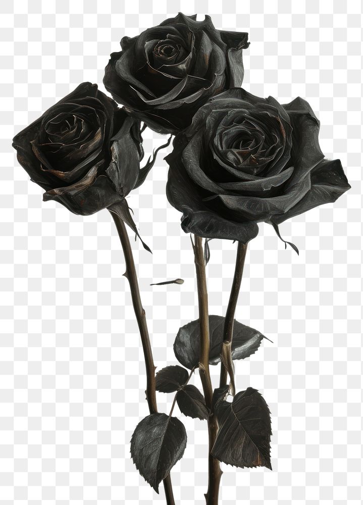 PNG Black roses bouquet isolated on clear background painting flower plant.