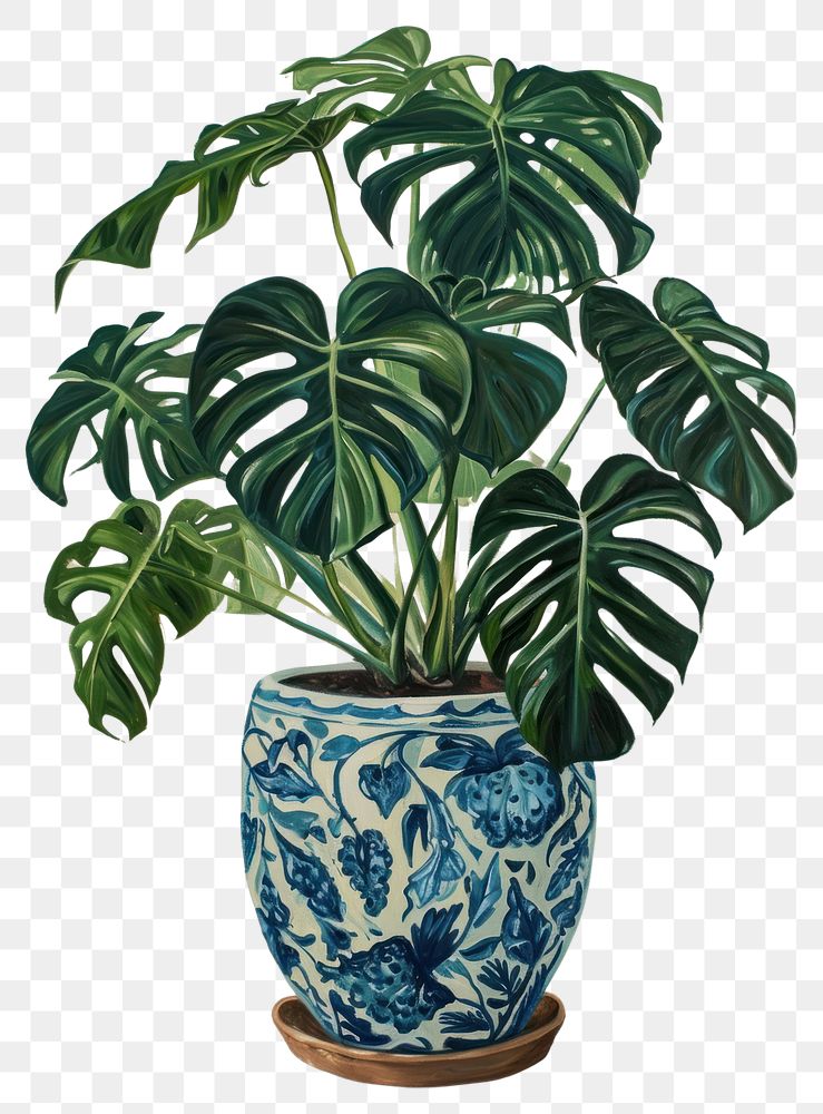 PNG A Monstera in cute pot isolated on clear background plant leaf houseplant.
