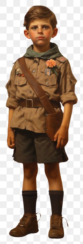 PNG A boy wearing a brown scout uniform military child architecture.