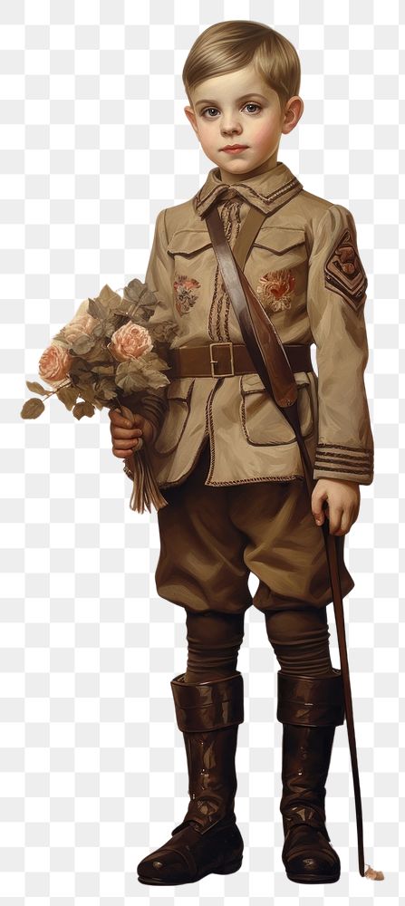 PNG A boy wearing a brown scout uniform painting portrait child.