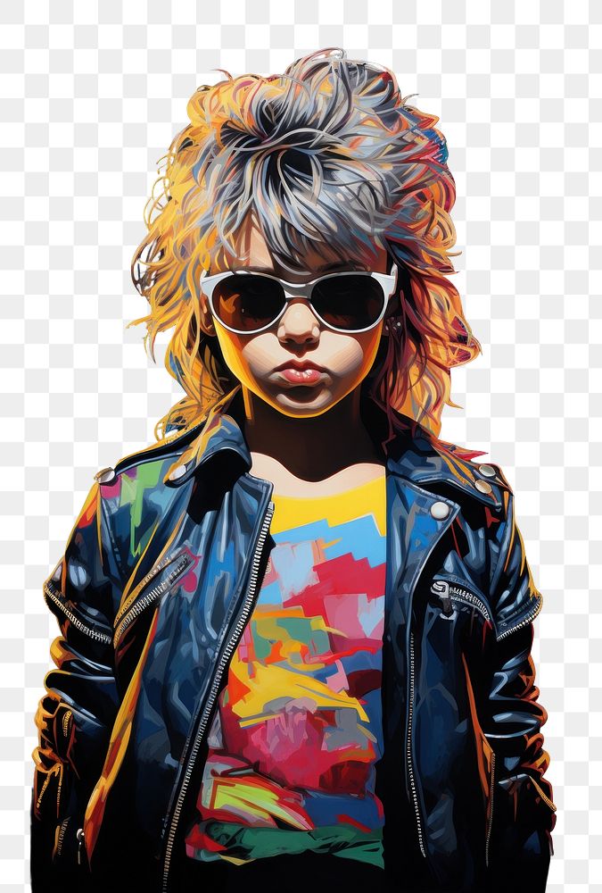 PNG  The brave little Punk girl agressive eyes contact portrait drawing jacket. AI generated Image by rawpixel.