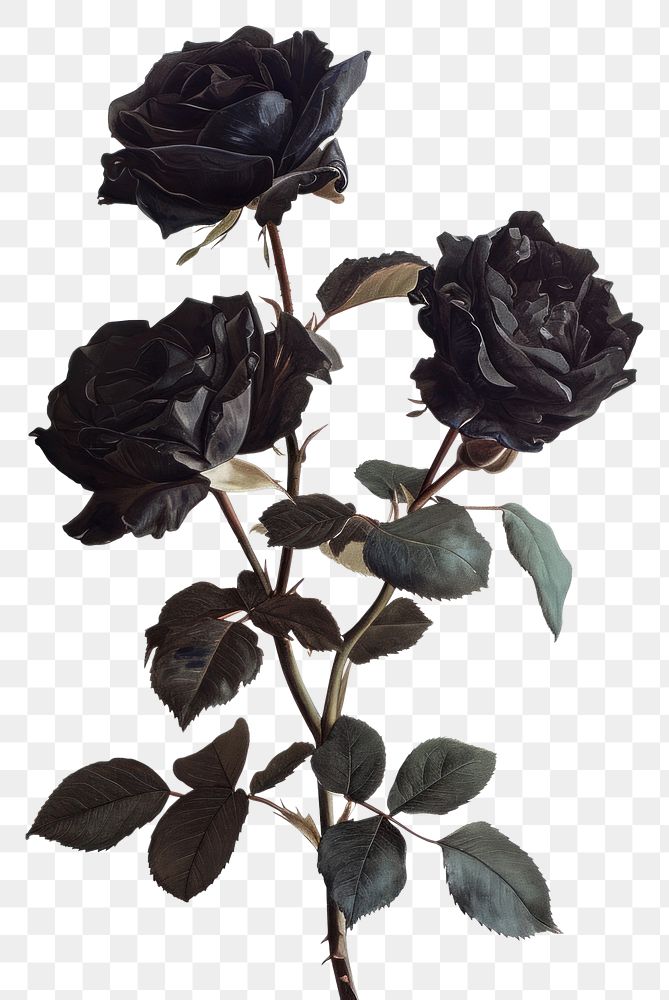 PNG  A japanese black roses flower plant leaf.