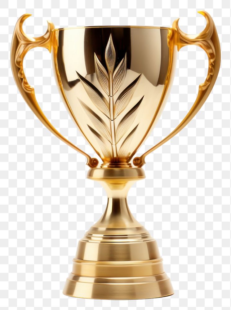 PNG Golden trophy white background achievement drinkware.