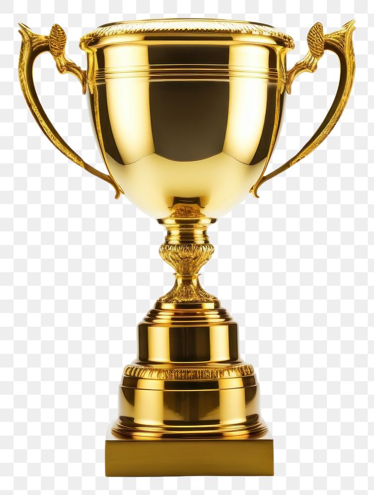 PNG Golden trophy achievement technology drinkware.