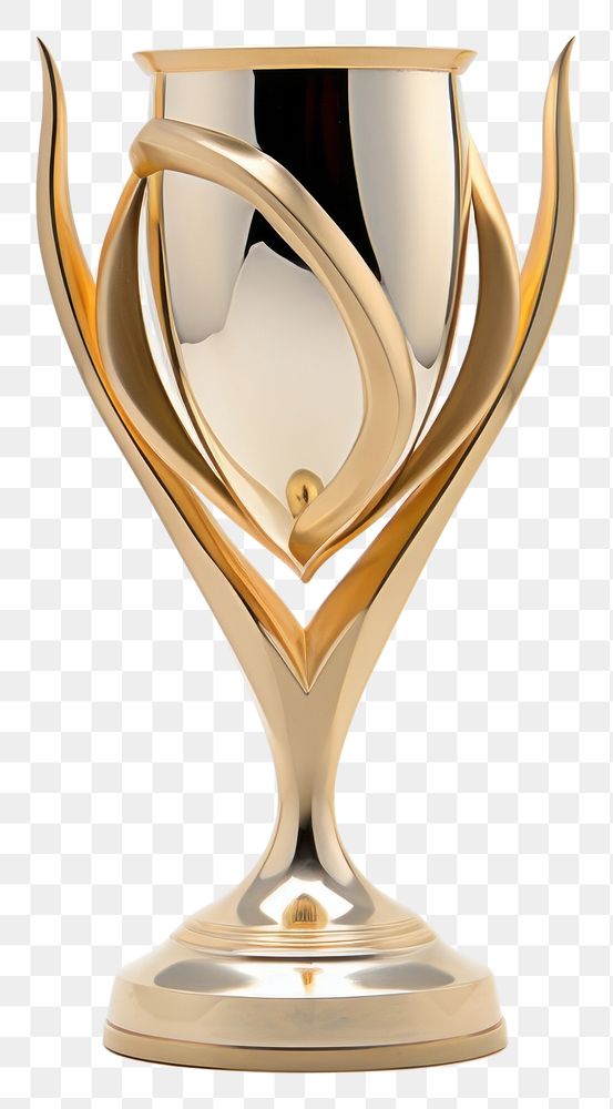 PNG Golden trophy glass white background achievement.