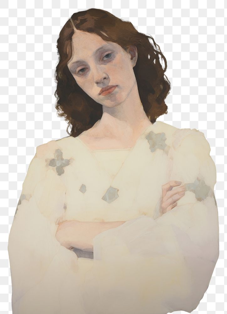 PNG A Christian person in a white dress holding a Christ cross portrait painting adult.