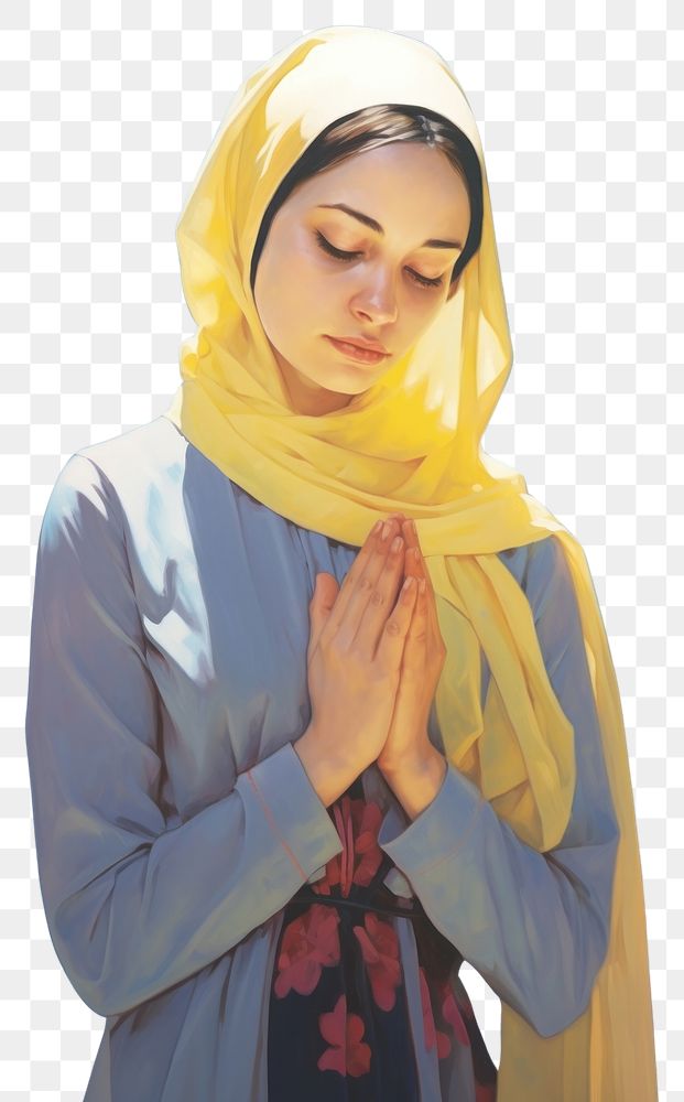 PNG A Muslim girl praying to God portrait scarf spirituality.