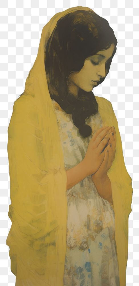 PNG A Muslim girl praying to God painting portrait art.