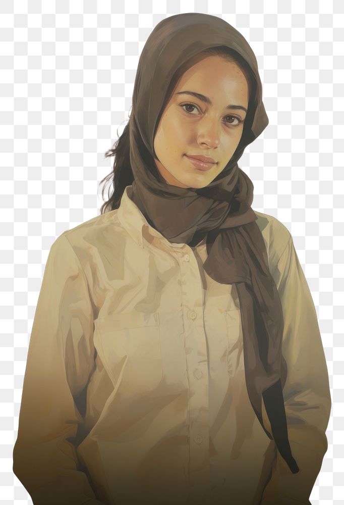 PNG A Muslim woman wearing a hijab portrait adult contemplation.