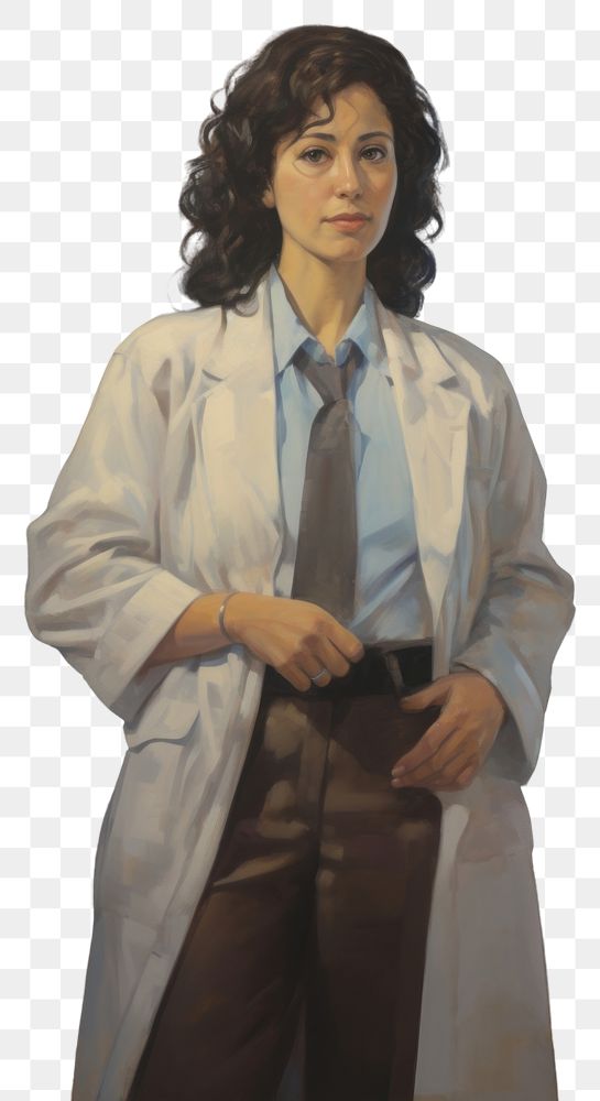 PNG A female doctor portrait painting coat.