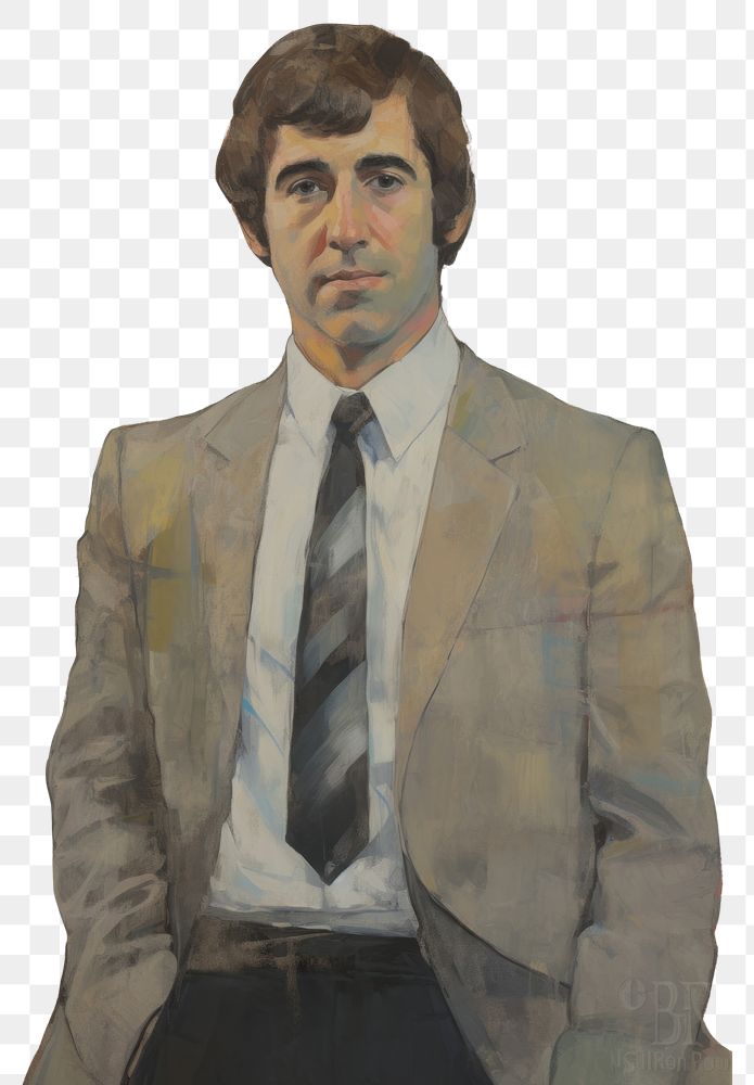 PNG A lawyer in a proper suit portrait painting necktie.