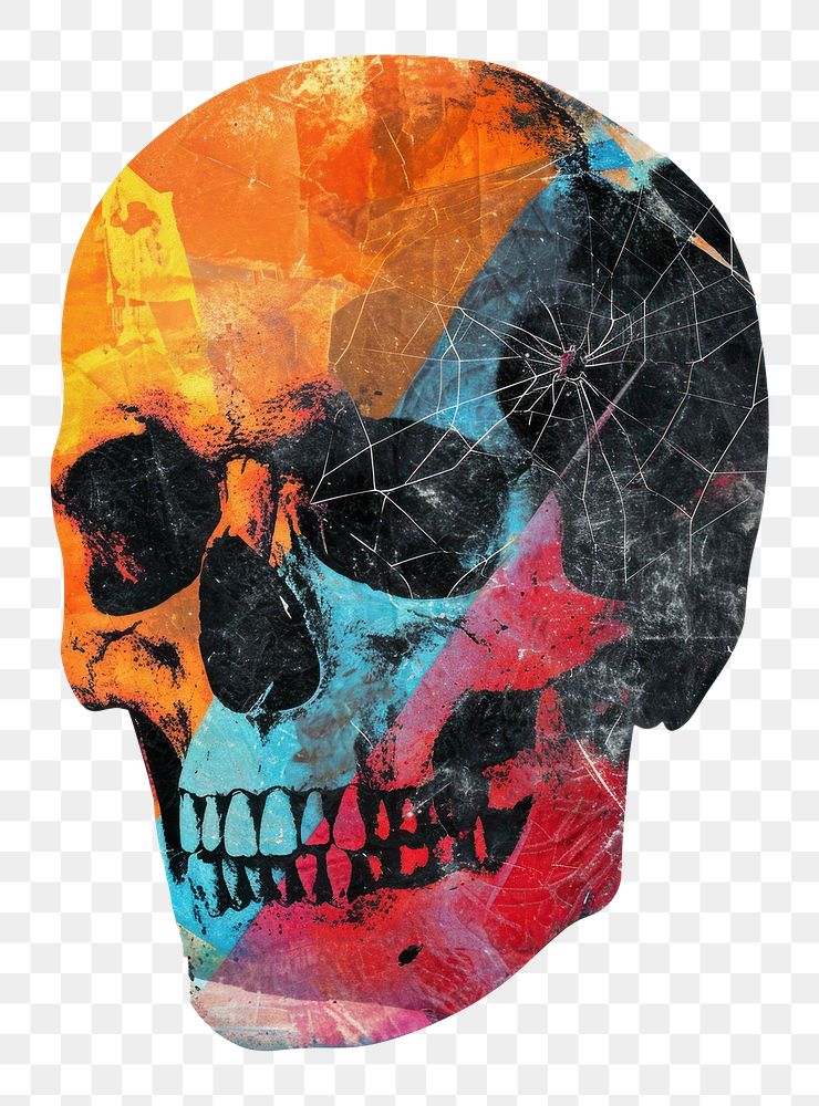 PNG A Skull painting art representation.