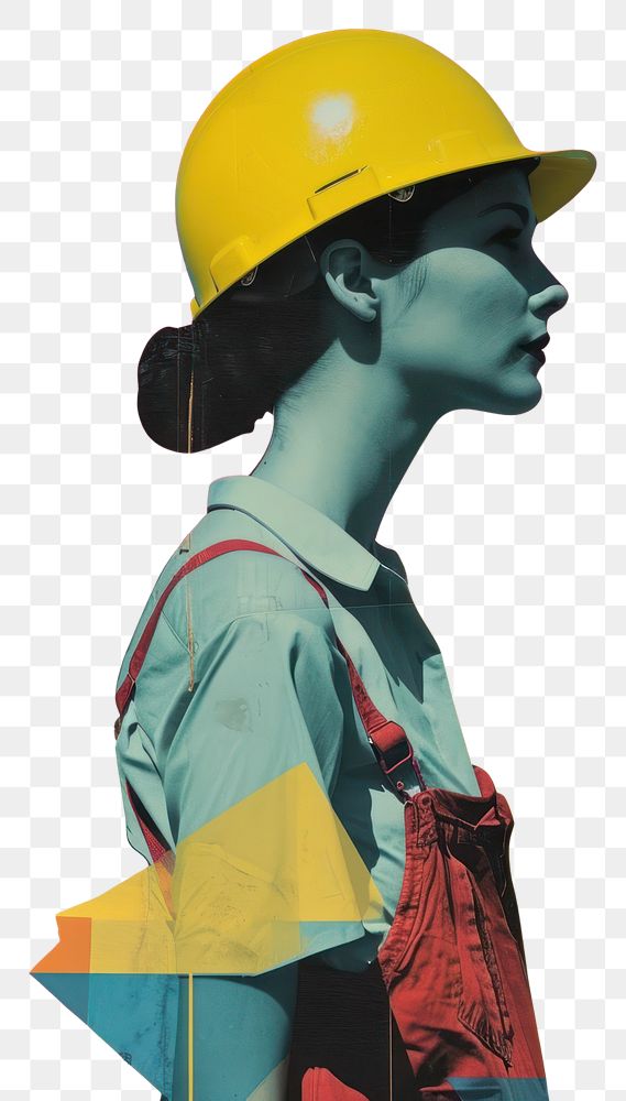 PNG A labor wearing Safety helmet painting art representation.