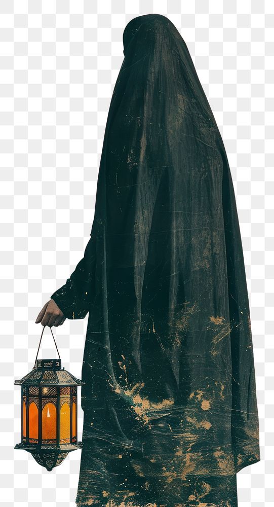 PNG A Muslim girl dressed in a hijab holding an Islamic Ramadan lantern painting adult art.