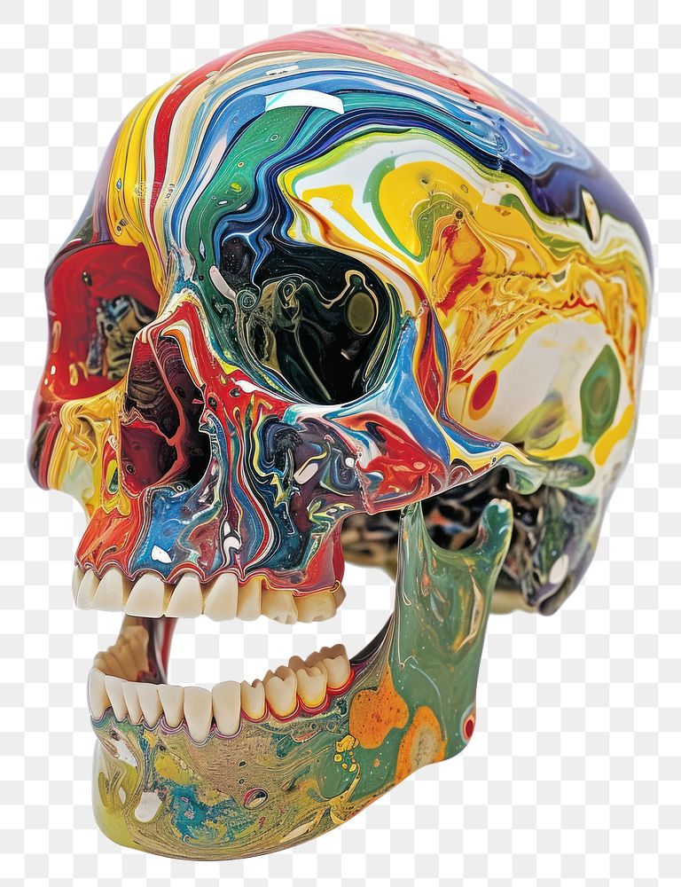 PNG Pyschydelic Skull art representation creativity.