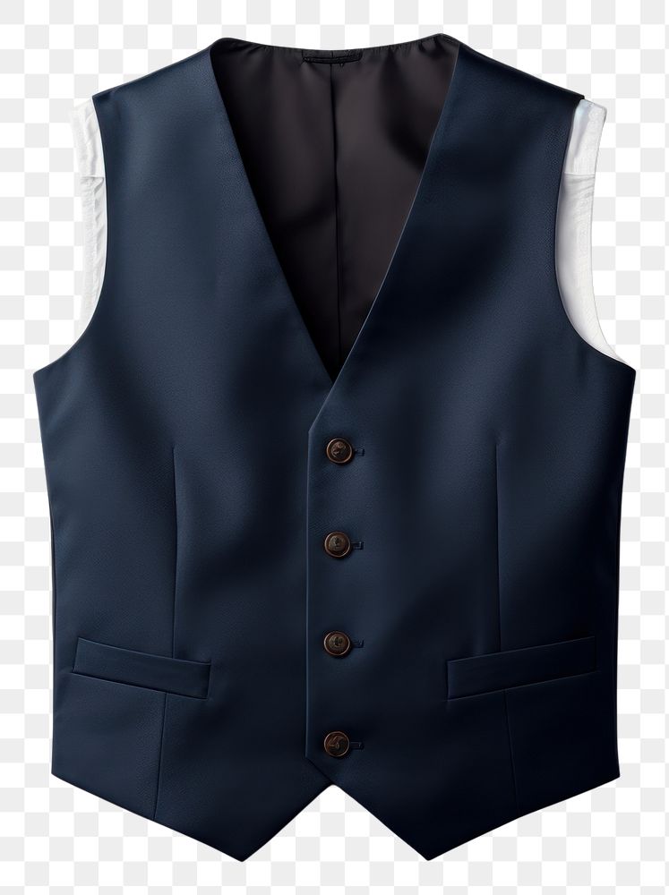 PNG  Navy blue waistcoat simplicity lifejacket outerwear. AI generated Image by rawpixel.