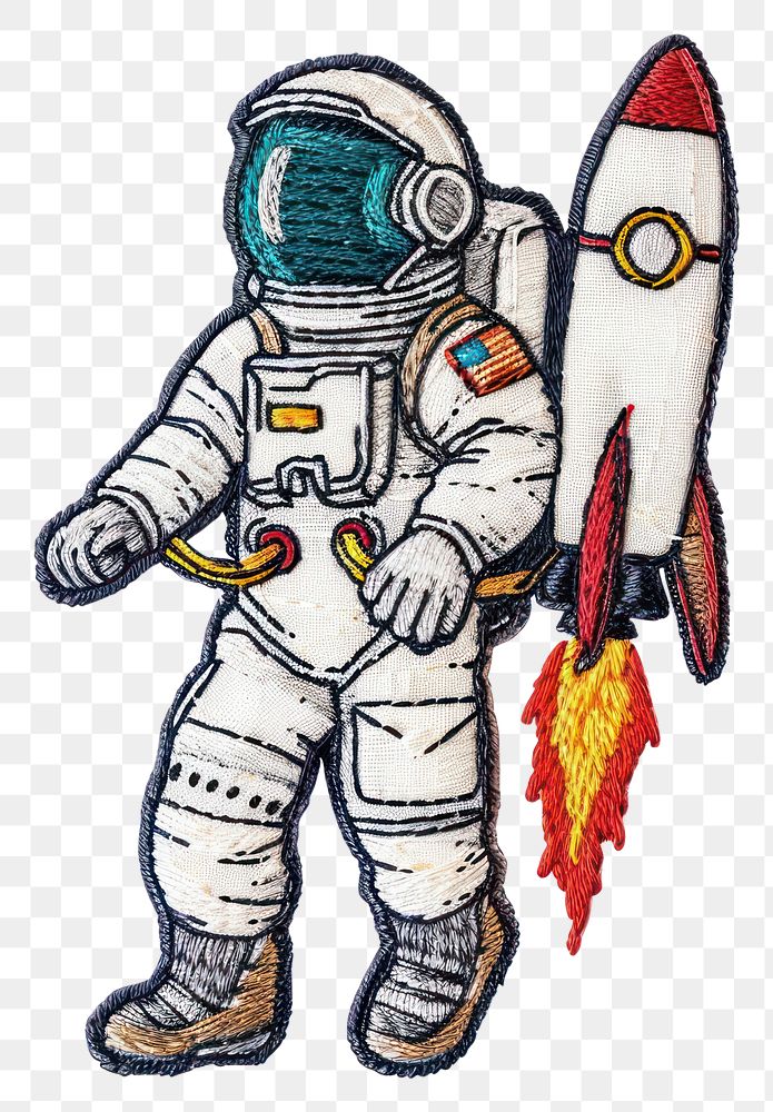 PNG  An astronaut rocket representation illustrated.