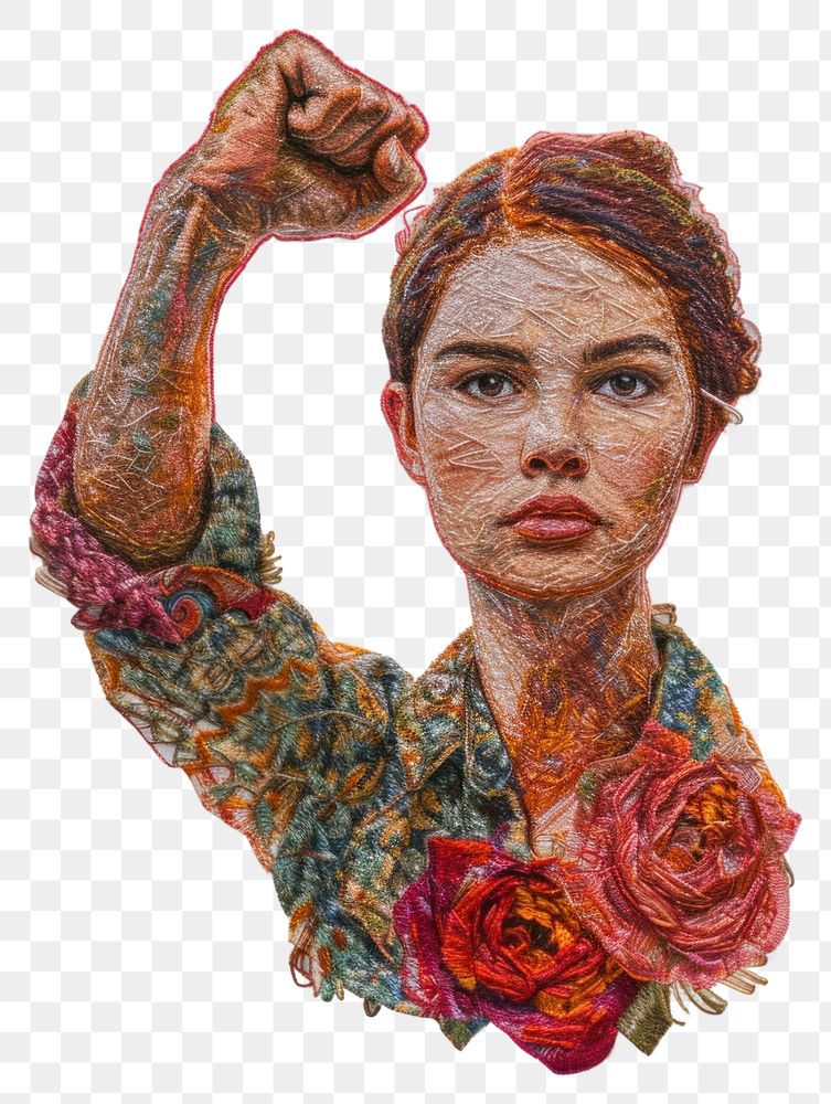 PNG  A brave girl rise her fist portrait photo art.