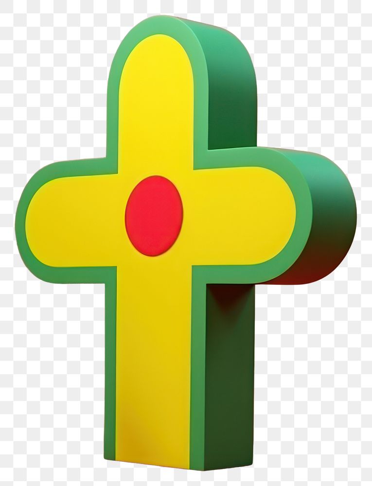 PNG  A christ cross symbol green vibrant color.