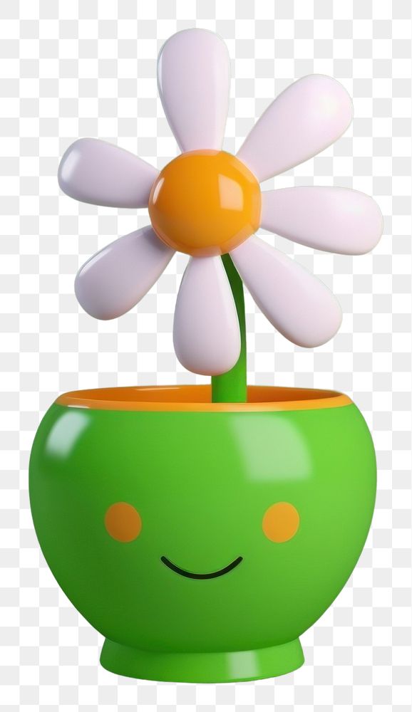 PNG  A daisy in cute pot cartoon flower plant.