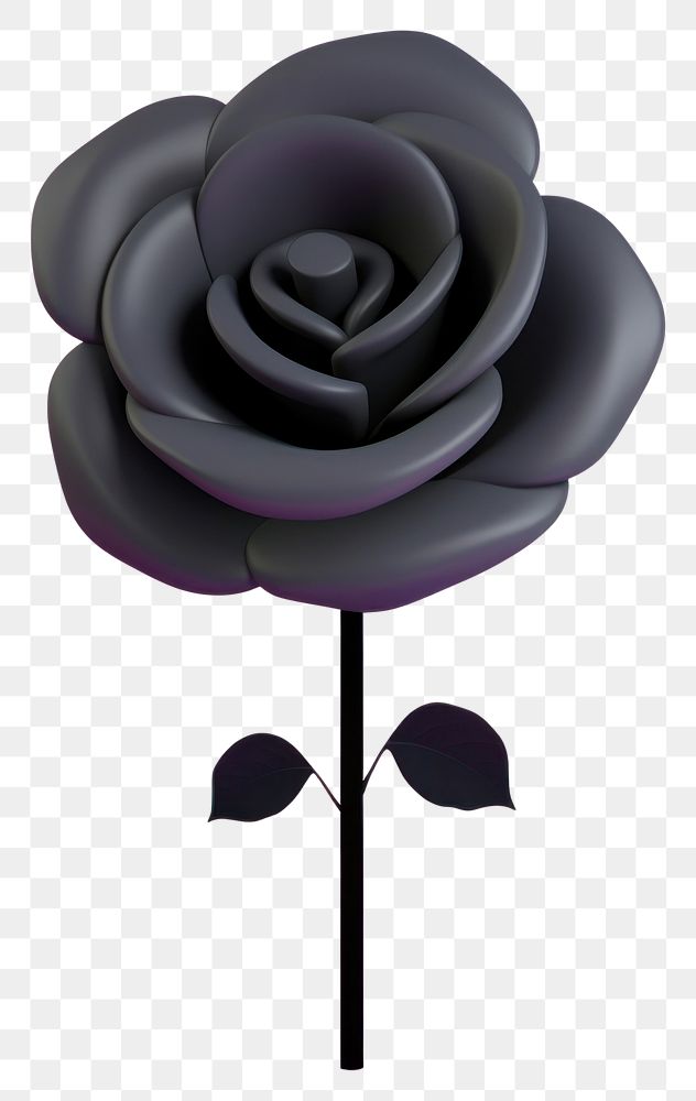 PNG  A Valentine black rose cartoon flower plant.