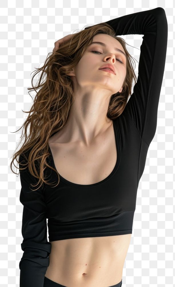 PNG A model strikes a pose underwear lingerie portrait.
