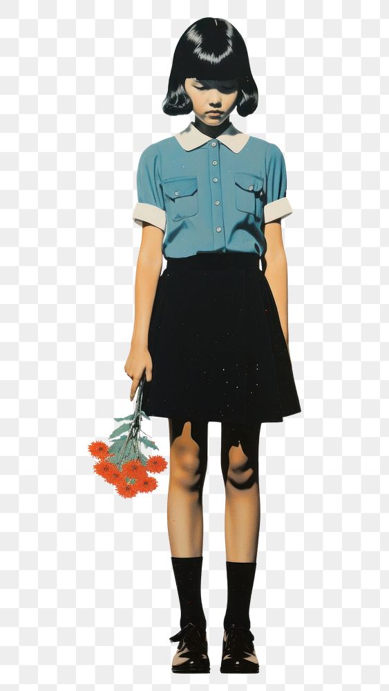 PNG Japanese girl in School uniform footwear skirt dress.