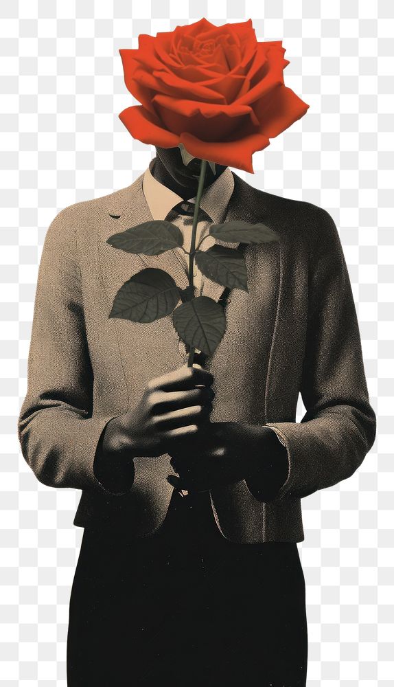 PNG Skull face rose holding flower.
