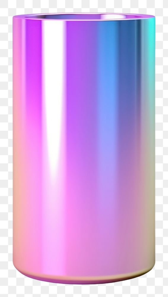 PNG  Cylinder iridescent cylinder vase white background.