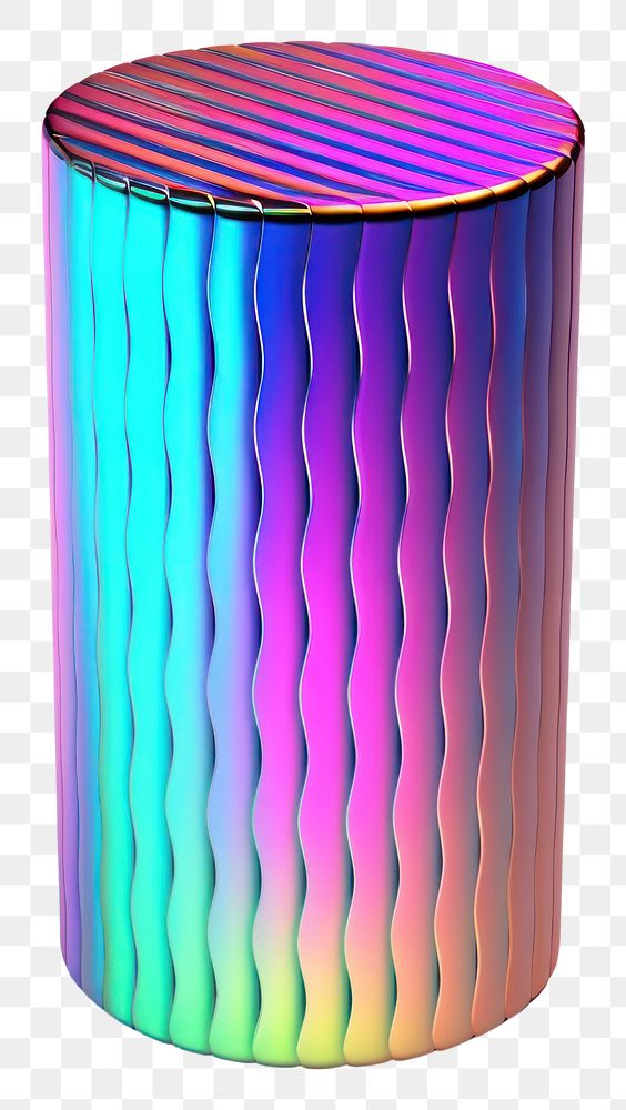 PNG  Cylinder iridescent white background lighting striped.