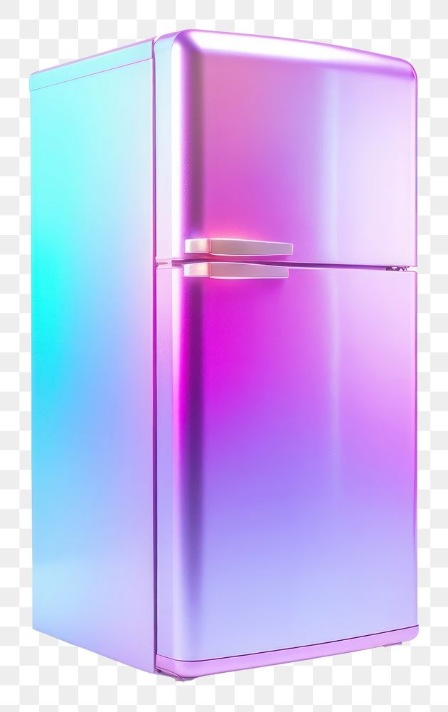 PNG  Fridge iridescent refrigerator appliance white background.