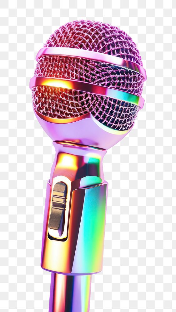 PNG Microphone iridescent white background performance technology.