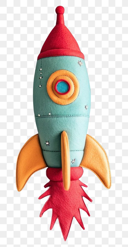 PNG Wallpaper of felt rocket art toy representation.
